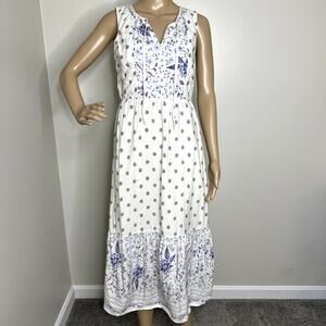 Old Navy White Floral Fit and Flare Midi Dress